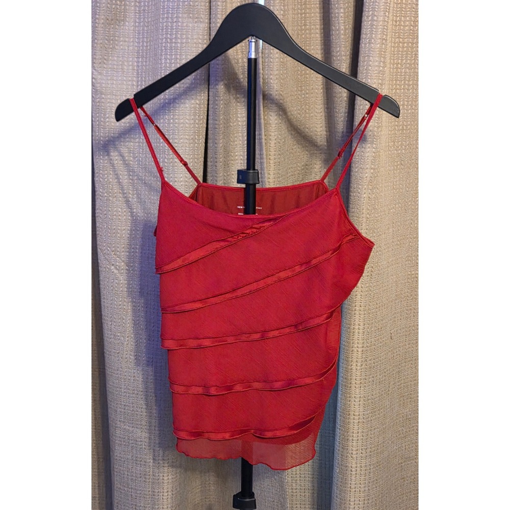 New York & Company Layered Ruffled Spaghetti Strap Tank Top Women's Size Medium